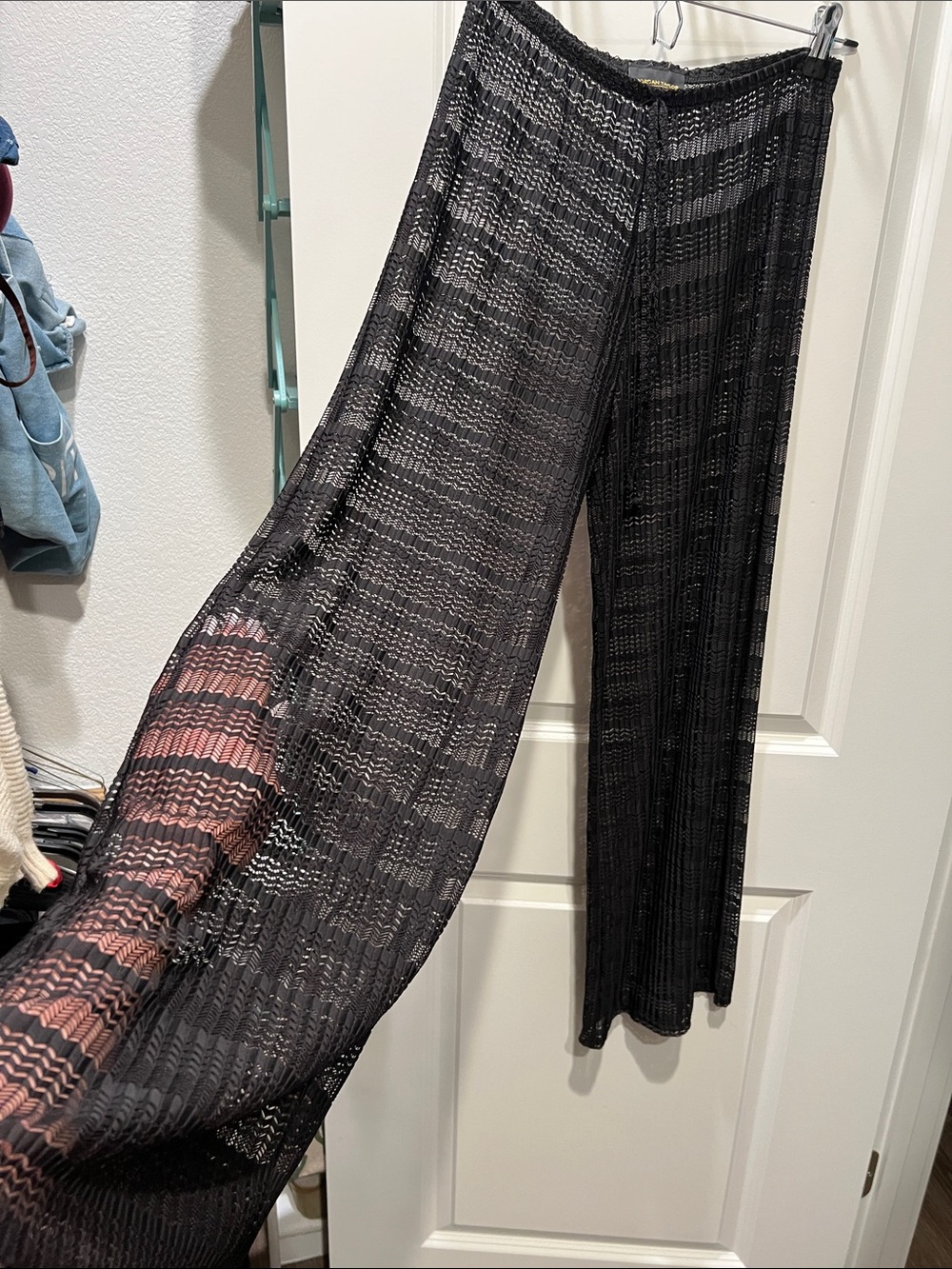 Sheer Black Knit Palazzo Pants